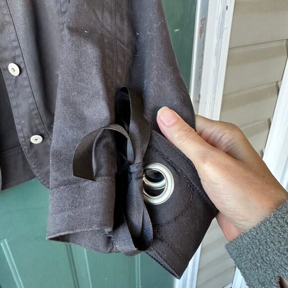 Live a Little (LAL) Black Cotton Jacket Medium Grommet Ribbon Detail Whimsigoth - Picture 4 of 6